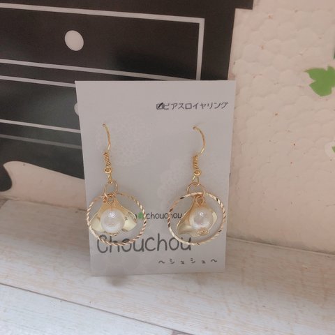 【お試し価格☆】ハンドメイドピアス コットンパールピアス