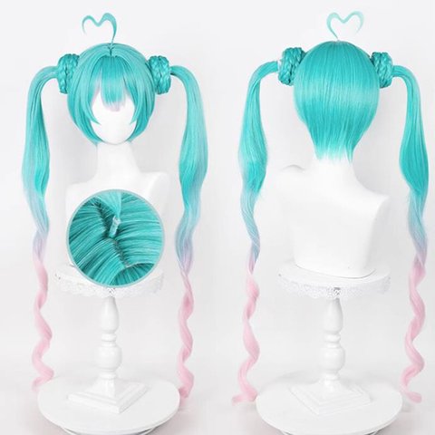 「ウィッグネット付き」コスプレかつら 初音ミク ハロウィン 変装 コスプレグッズ Ｍiku 地雷系 緑とピンクのツインテール