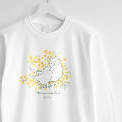 長袖Tシャツ（Mimosa with Bird / セキセイインコとオカメインコ）