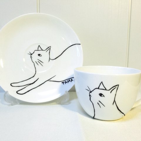 ねこ カップ＆ソーサー 名入れOK