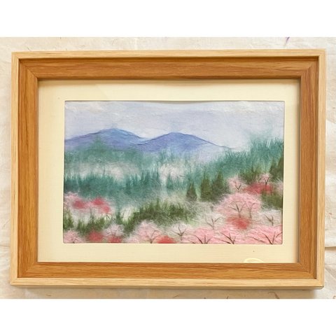 和紙ちぎり絵『山桜』葉書サイズ原画