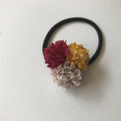 秋色お花のヘアゴム 