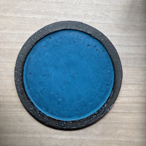 リム皿　(宇宙) 8寸　フラットタイプ　青