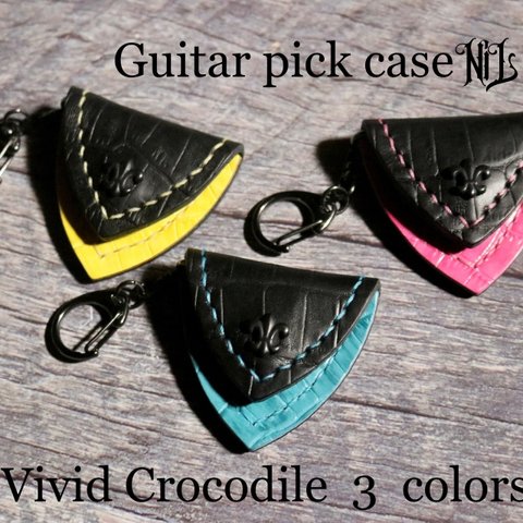  本革ピックケース(Croco embossed:vivid) NiLco≒de