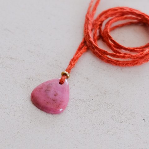 Rhodonite　ロードナイト　ペンダント　　　　　　　　（LINEN / 藍染）（LINEN / 草木染）