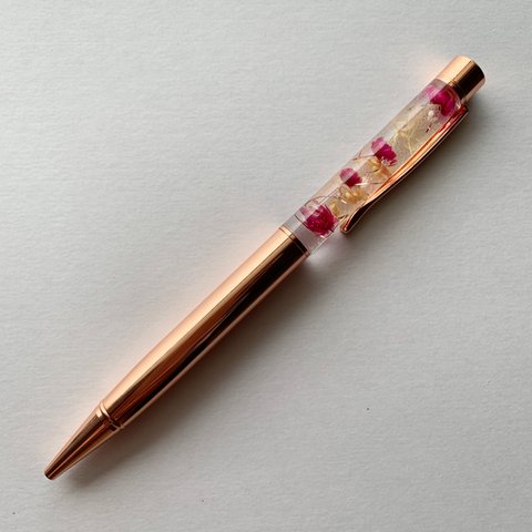 ꕤ Clear Pink ꕤ ハーバリウムボールペン ピンクゴールド（替え芯付き）