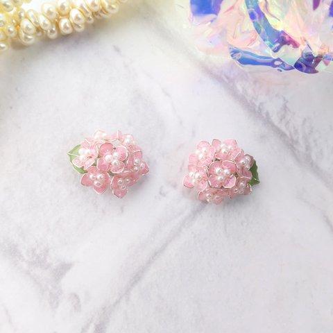 紫陽花　ピンク　コロンッ♪シリーズ　ピアス　イヤリング 