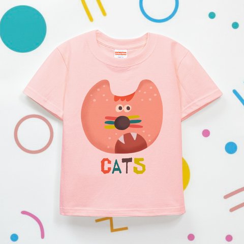 名入れ　名前入り　Ｔシャツ（CATS /アプリコット）