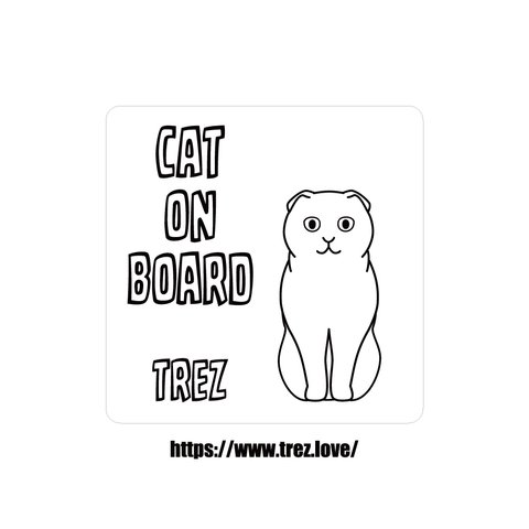 全8色 名前入り CAT ON BOARD スコティッシュフォールド ラインアート マグネット