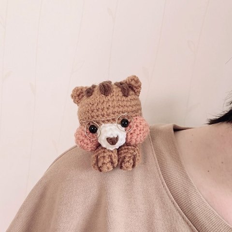 シマリス♡ブローチ(めがね)