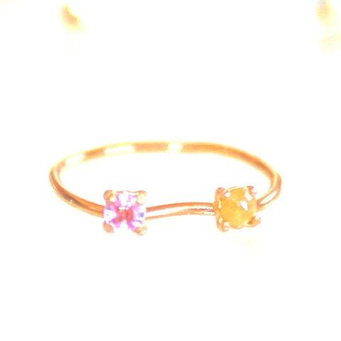 k10 - color - Pink Sapphire & Yellow Diamond Ring