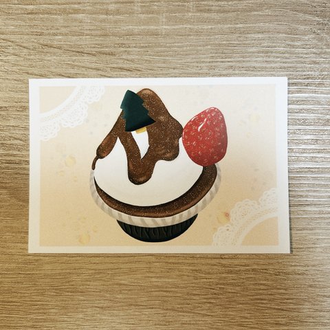 ポストカード『いちごチョコカップケーキ』 3枚セット