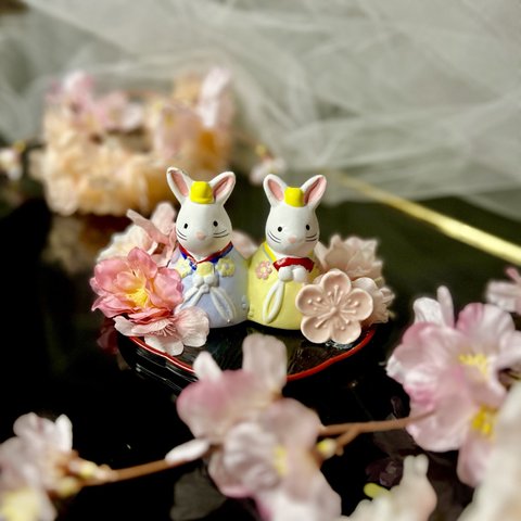 cuteなひな祭り🌸　お雛様　うさぎのおひなさま　おひな様かざり　ひな祭り　桜