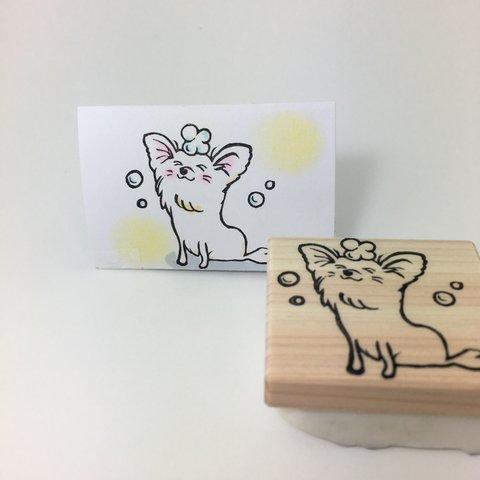 消しゴムはんこ　泡あわワンちゃん