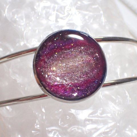 宇宙のバングル✨ ブレスレット レジン 宇宙 ブルー 紫