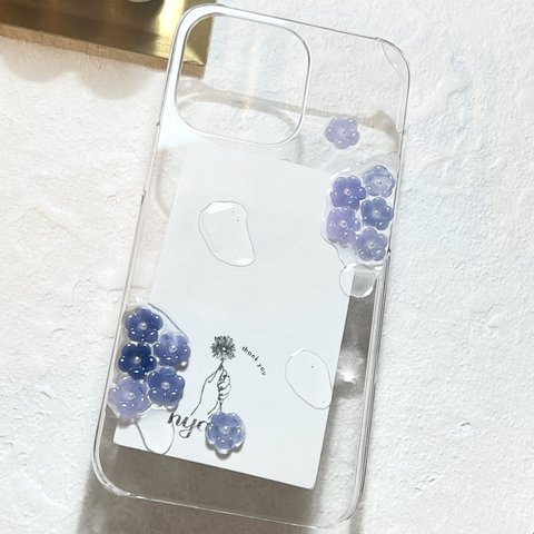 スマホケース iPhoneケース 梅雨と紫陽花。スマホケース(ホワイトver.)