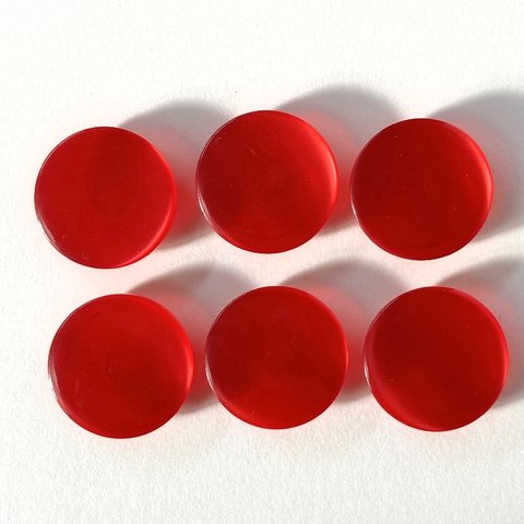レトロ 円形 丸型 ボタン 訳アリ レッド 赤 20mm 6個セット  ec-430