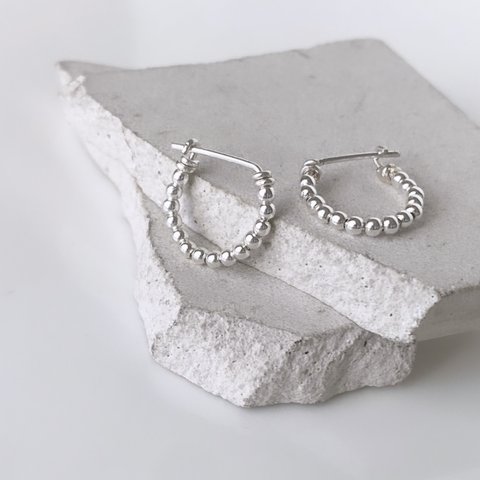 silver925 silver filled petit ball hoop　フープピアス　キャッチレス　メタルボール