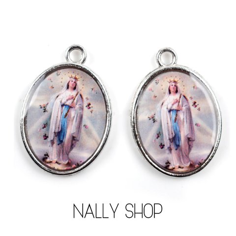 【2個】29mm×20mm Virgin Mary Medal Charm 〜天の女王〜