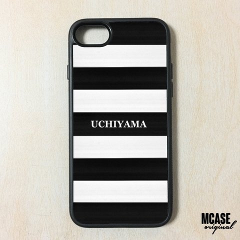 S046 Black stripe 名入れ iPhone ケース 