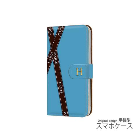 パリ ターコイズ スマホケース リボン フランス arrows Be4 F-41A ケース Xperia5 ブランド柄 ミラー GALAXY S21 フレンチ PARIS 青 ブルー 088@06