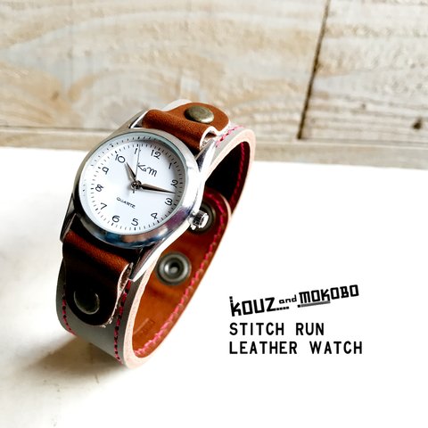 ▲STITCH オジサンズ・バイカラー オジカジ「ステッチラン 腕時計」男女兼用（SRW-HBB-RA）