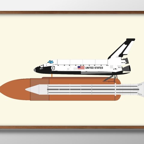 1224■A3アートポスター『スペースシャトル　NASA　宇宙』絵画/イラスト/デザイン/マット/北欧