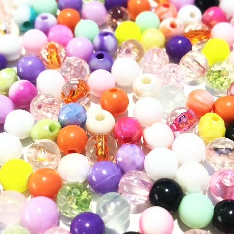 ビーズ　6mm　丸　200個　ミックス　穴あり　穴なし　手芸　アクセサリー　ハンドメイド　パーツ BDMIX