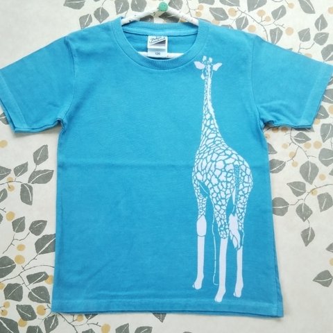 型染め120㎝動物子供Tシャツ ～きりん～