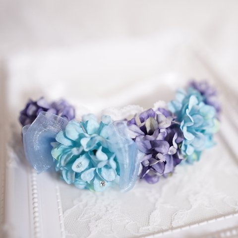 紫陽花ヘッドドレス　ブルー系