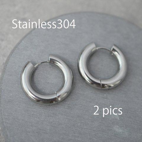 <2個>ステンレス304 金属アレルギー対応 ボリュームハギーフープピアス24mm 