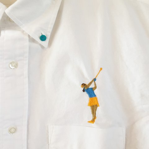 ゴルフ 刺繍 ボタンダウン OXホワイトシャツ