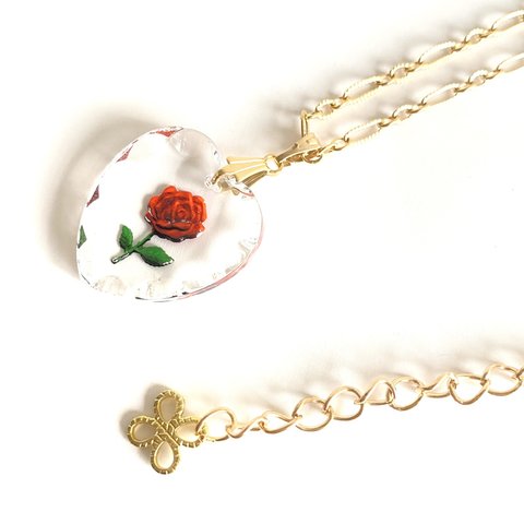 vintage インタリオネックレス heart rose