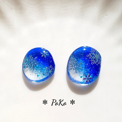 雪の結晶 グラデーション ピアス