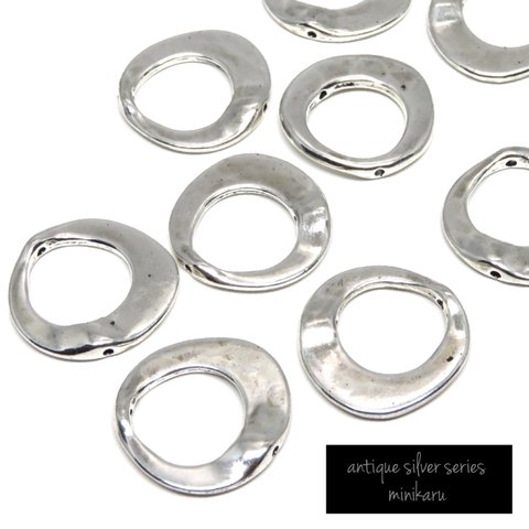 10個入)Medium antique silver oval hoop beads