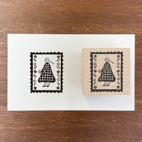 マールちゃん イラストスタンプ 切手（a-155） はんこ ハンコ 女の子 かわいい