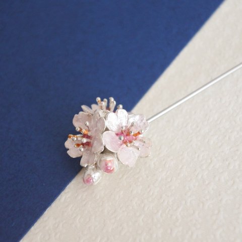 【銀七宝】桜のスカーフピン（クリアピンク）