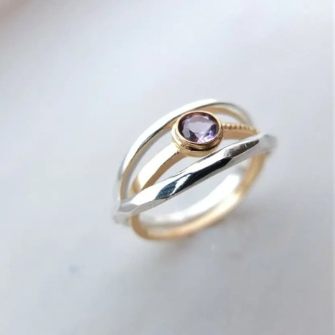 《Ring Again》~K10yg＆Silver Mix stack ring ~アメジスト~ 