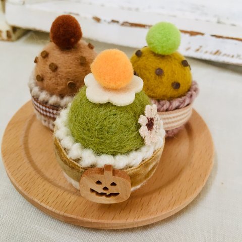 ミニカップケーキ3個セット(ハロウィンカラー)