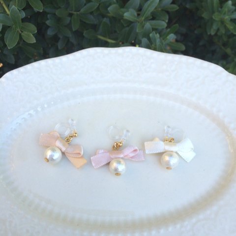 satinribbon cottonPerl earring&pierce