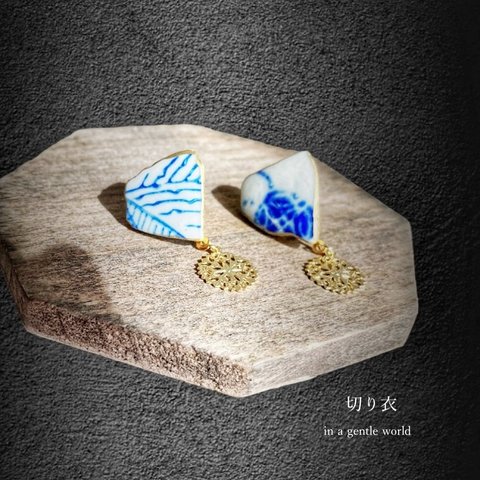 海の贈り物☆シー陶器ゴールドモチーフピアス/イヤリング