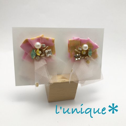 1.earrings＊イヤリング＊ピアス ＊ビジュー＊チュール＊パール