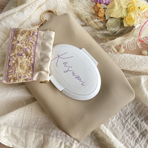出産祝い　携帯ゴミ袋入れ　おしりふきポーチ　インド刺繍リボンポーチセット　ウエットシートケース　出産準備品　