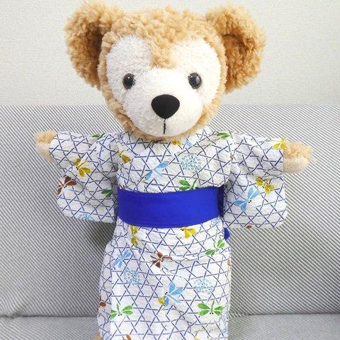 コグマの浴衣🐻籠目とトンボ＆作り帯　Ｓサイズぬいぐるみ用コスチューム