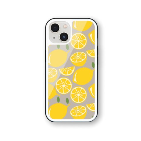 レモン  強化ガラス iPhoneケース  iPhone15 iPhone14 iPhone13 iPhone12 iPhone11 iPhoneSE2  iPhoneSE3
