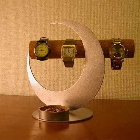 結婚祝いに！三日月ムーン腕時計スタンド 丸トレイバージョン