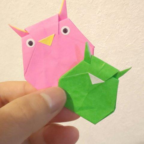 折り紙フクロウとペンギンの栞（他）