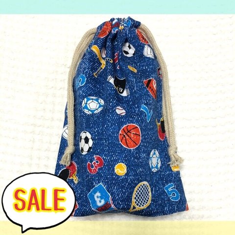 【SALE】少し縦長巾着袋 マチ付き☆スポーツ【再販】