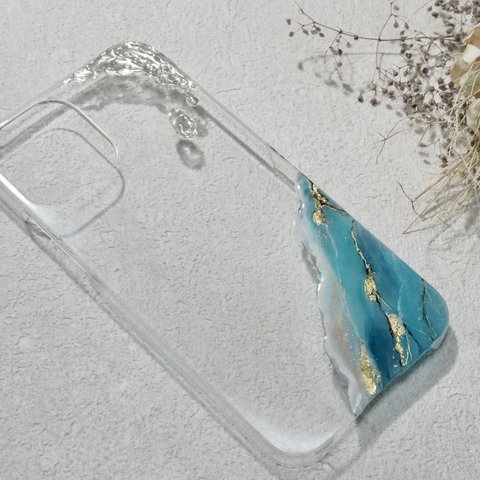 turquoise×silver iPhoneケース iPhone12 iPhone12pro 【❶】