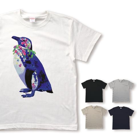 鮮やかフラワーアイペンギンのTシャツ